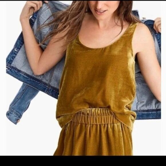 J.Crew Gold Crushed Velvet Sleeveless Tank Top Womens 0 - Picture 2 of 9